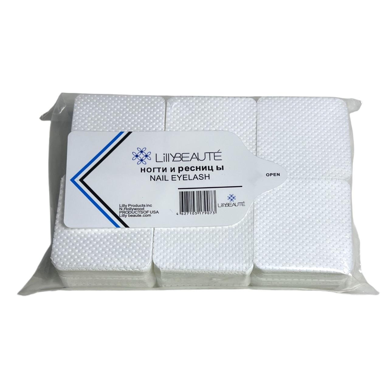 Безворсові серветки для видалення клею для нарощування вій Lilly Beaute (5х5см)