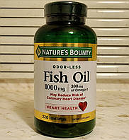 Омега 3 Nature's Bounty Fish Oil 1000 mg 220 капсул фіш оіл риб'ячий жир жирні кислоти