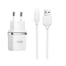 Зарядний пристрій (зарядка) для телефону Hoco C11 1 А+ кабель micro USB Білий, фото 3