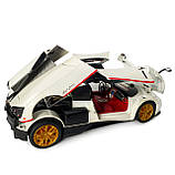 Машинка металева іграшкова Pagani huayra Roadster, Авто Експерт, 1:24, біла, світло, звук, інерція, відкр. двері, 21*5,5*9см., фото 7