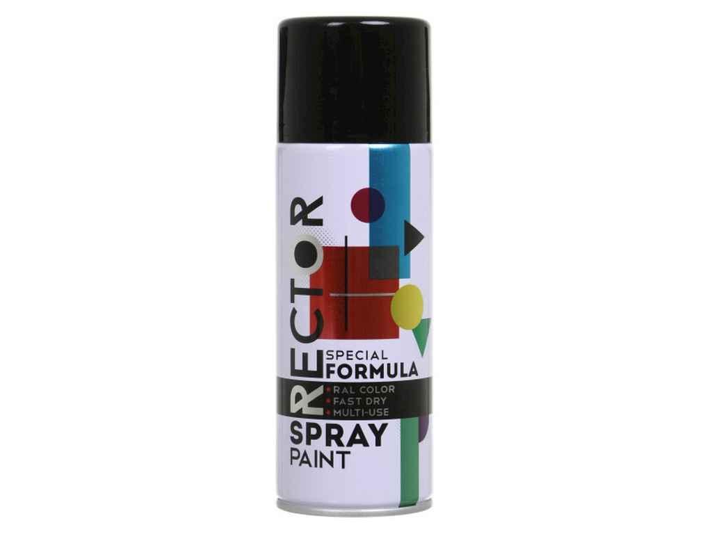 Фарба аерозольна (в балончику) 400мл Чорна матова RAL 9005 ТМ RECTOR BP, фото 1