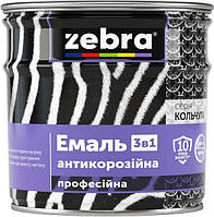 Емаль «3в1» 0,7кг ZEBRA серія Кольчуга 12 Бiлий глянцевий