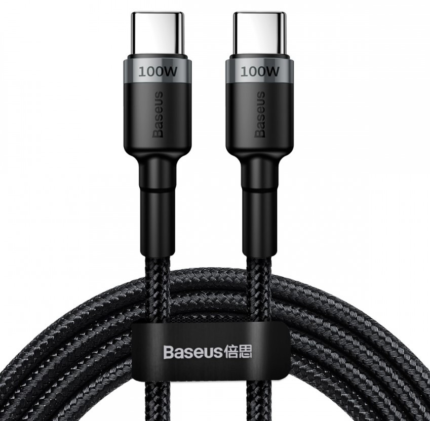 Кабель Baseus Cafule Flash USB-C to Type-c 100W Gray Black CATKLF-ALG1, фото 1
