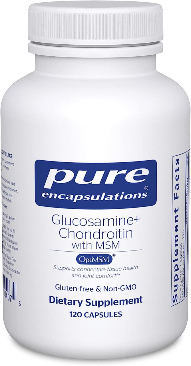 Глюкозамін Хондроїтин із МСМ, Glucosamine Chondroitin with MSM, Pure Encapsulations, 120 капсул BX622, фото 1