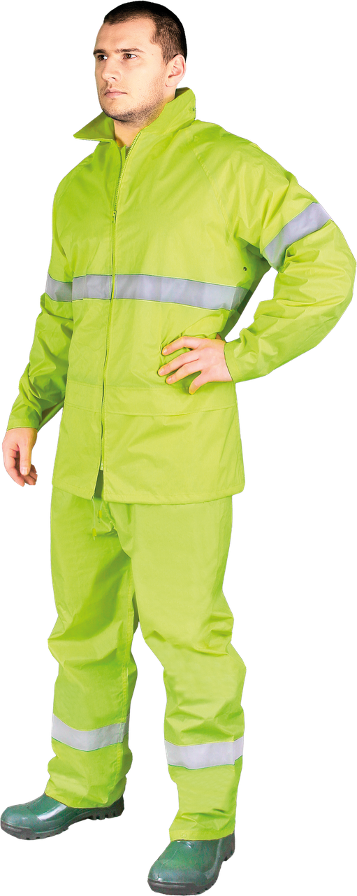 Комплект защищающий от дождя, в набор которого входят брюки до пояса и куртка. L, Желтый - фото 1 - id-p1896720396