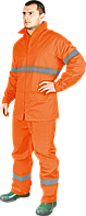 Комплект защищающий от дождя, в набор которого входят брюки до пояса и куртка. M, Оранжевый