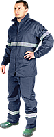 Комплект защищающий от дождя, в набор которого входят брюки до пояса и куртка. XL, Темно-синий