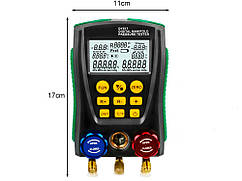 Манометр колектор вимірювач температури DY517 цифровий Без зонда-затиску Зелений