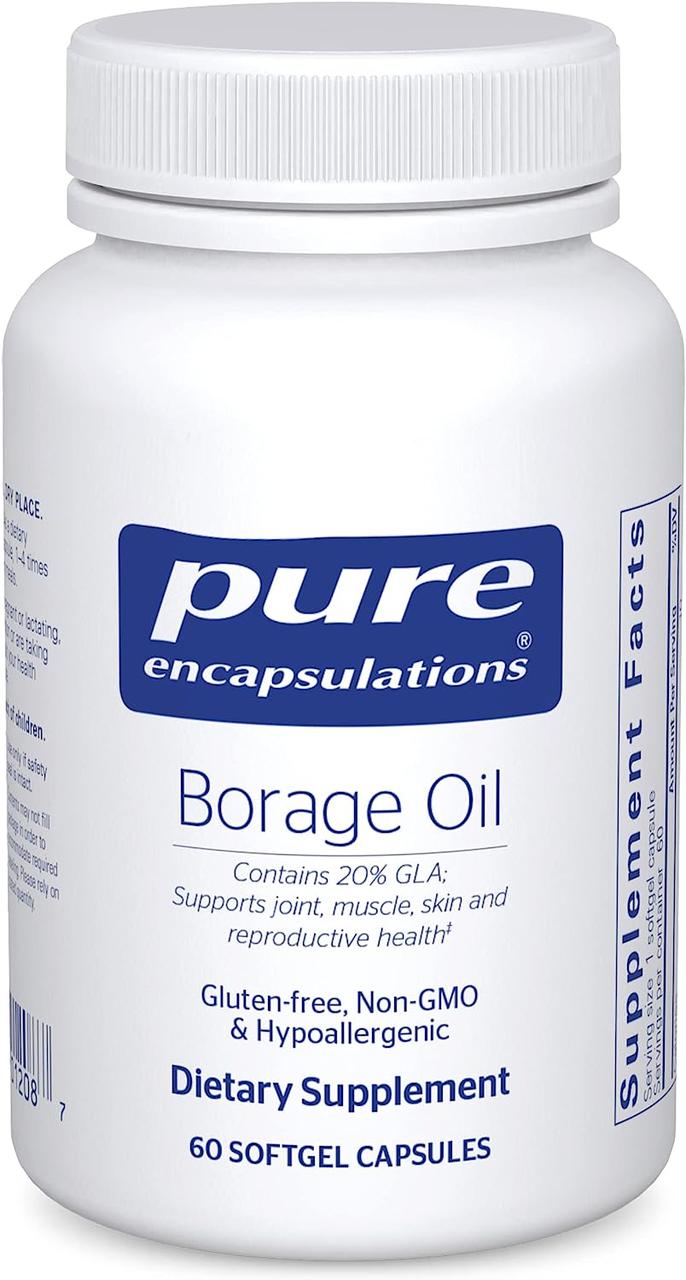 Олія огірка 1000 мг, Borage Oil, Pure Encapsulations, 60 капсул BX011