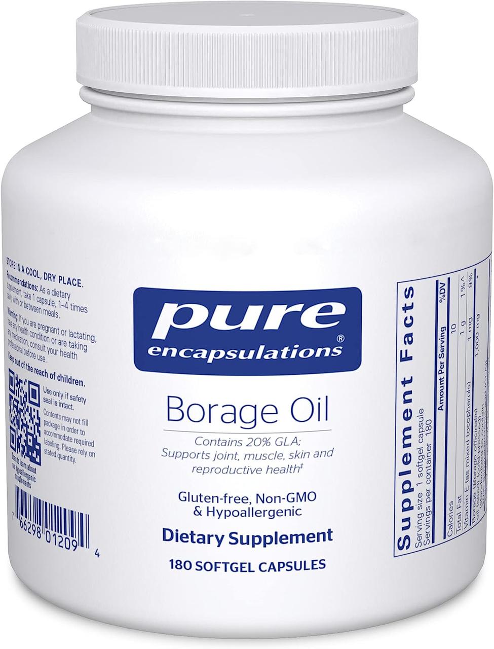 Огірка, Borage Oil, Pure Encapsulations, 180 капсул BX655