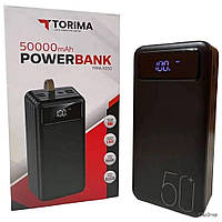 Мощный портативный Power Bank 50000 mAh Torima TRM-1050 Повербанк с кабелями Реальная емкость