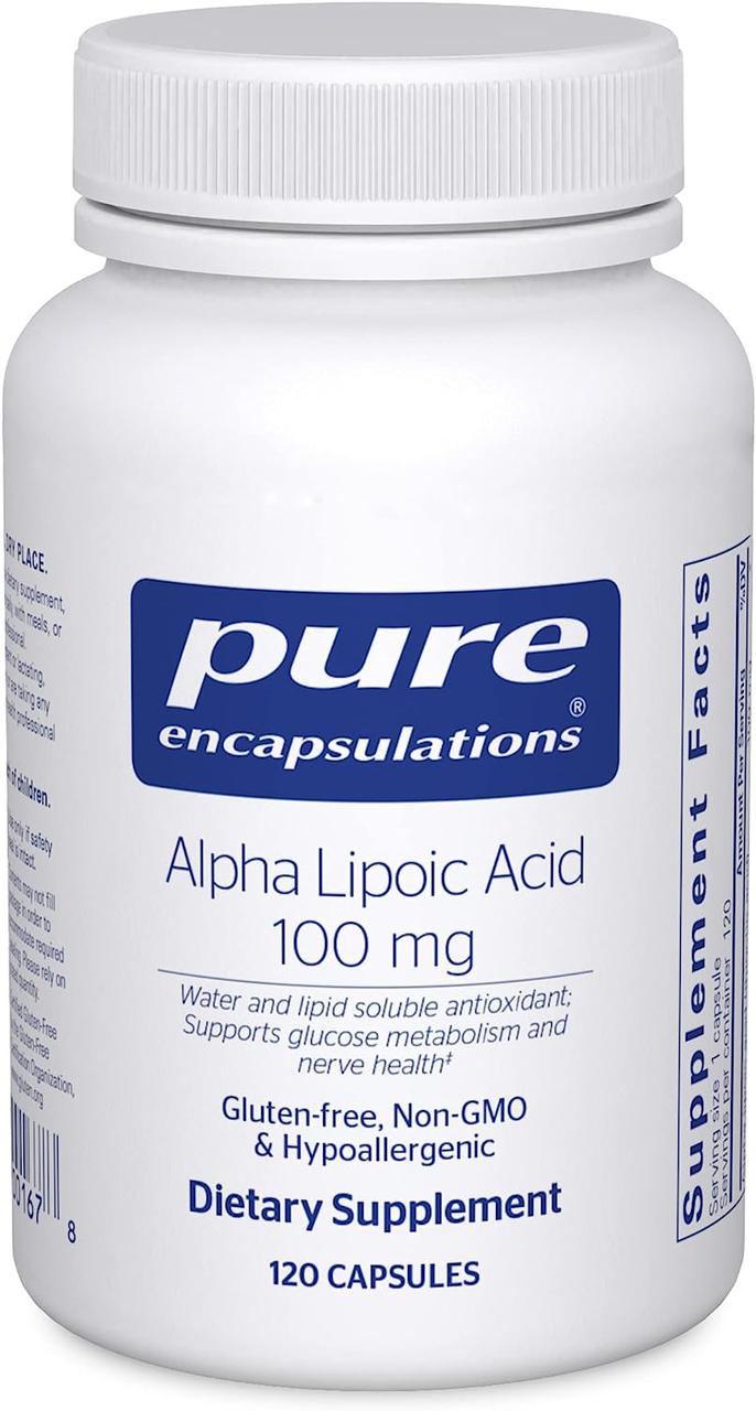 Альфа-ліпоєва кислота 100 мг, Alpha-Lipoic Acid, Pure Encapsulations, 120 капсул BX621, фото 1