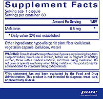 Мелатонін 0,5 мг, Melatonin, Pure Encapsulations, 60 капсул BX188, фото 2