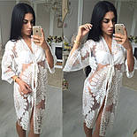 Жіноча біла та чорна пляжна туніка з мереживом, фото 2