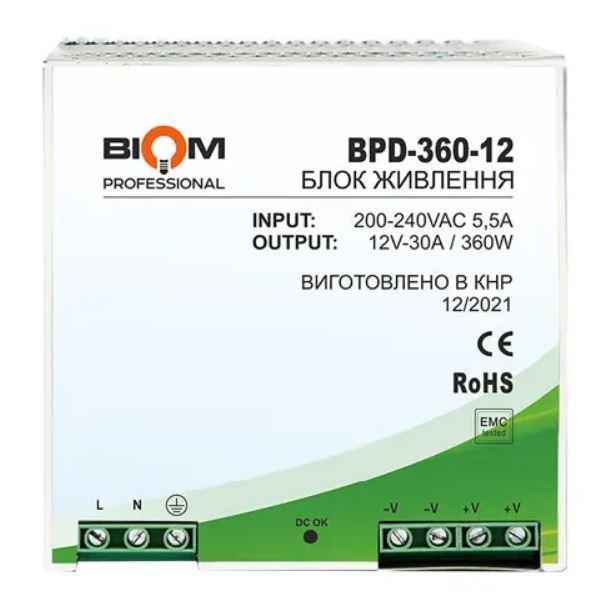 Блок живлення Professional DC12 360W BPD-360-12  30A, під DIN-рейку