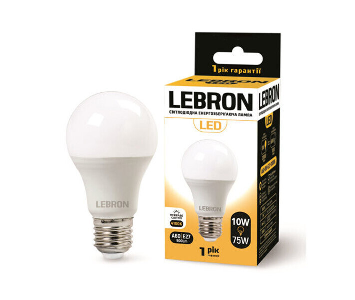 LED лампа Lebron L-A60, 10W, E27, 4100K НВЧ датчик руху
