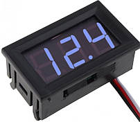 Вольтметр цифровий DC 0-100В, СИНІЙ,  три виведення 0,56'