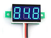 Вольтметр цифровий DC 0-100В, синій, три виведення 0,36'