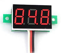 Вольтметр цифровий DC 0-100В, червоний, три виведення 0,36'