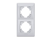 VIDEX BINERA Рамка срібний шовк 2 поста вертикальна (VF-BNFR2V-SS) 12/96