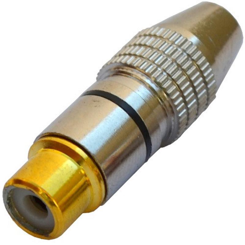 Гніздо RCA silver-gold діам.- 6,5мм.,корпус метал,чорн