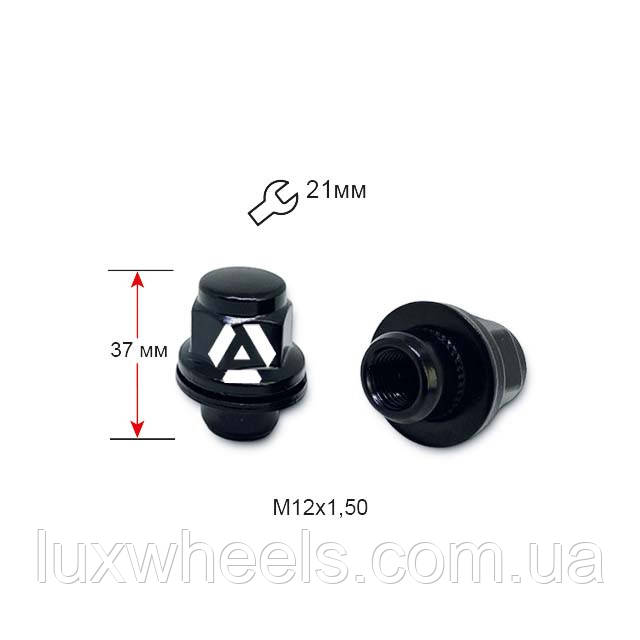 Гайка колісна A723845 BA M12х1,5х37 мм Пресшайба (Toyota) Закрита Чорна матова Ключ 21