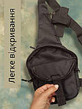Чоловіча сумка слінг / тактична водонепроникна / з кобурою / багато кишень / кросбоді барсетка через плече, фото 5