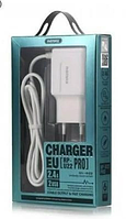 Мережевий зарядний принцип Remax 2,4A Dual USB Charger SET cableType C RP-U22