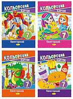 Картон кольоровий односторонній А4, 7 кольорів 230г/кв.м. Апельсин