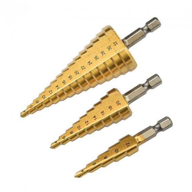 Набір ступінчастих свердел 4-32 мм DoVVALT 8566 3шт