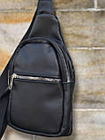 Сумка-слінг через плече з натуральної шкіри / барсетка месенджер кросбоді / шкіряна сумочка, фото 4