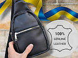 Сумка-слінг через плече з натуральної шкіри / барсетка месенджер кросбоді / шкіряна сумочка, фото 2
