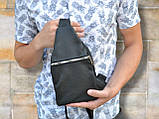 Сумка-слінг через плече з натуральної шкіри / барсетка месенджер кросбоді / шкіряна сумочка, фото 6