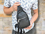 Сумка-слінг через плече з натуральної шкіри / барсетка месенджер кросбоді / шкіряна сумочка, фото 7