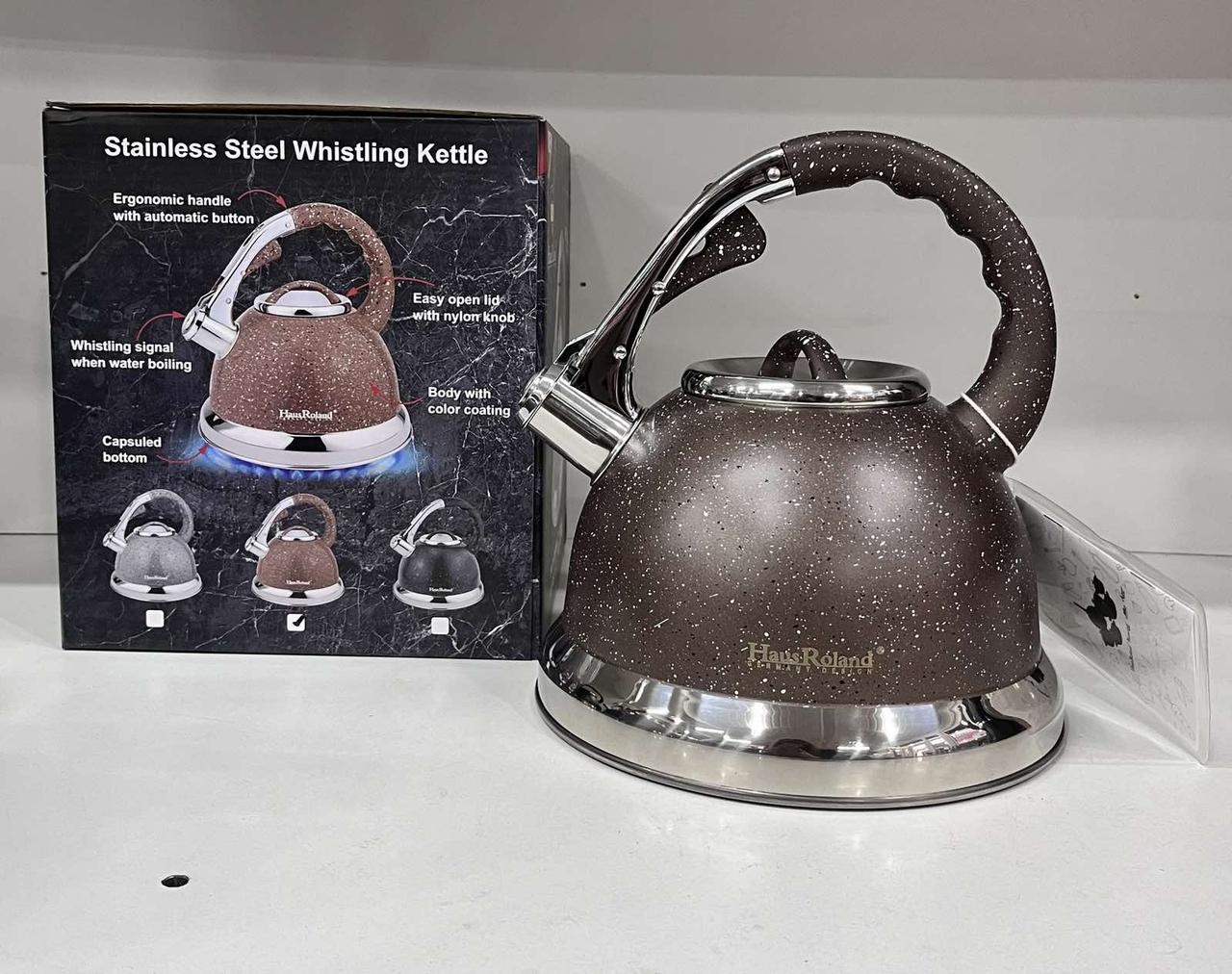 Чайник Higher Kitchen зі свистком із неіржавкої сталі з керамічним покриттям 3.5 л, фото 1