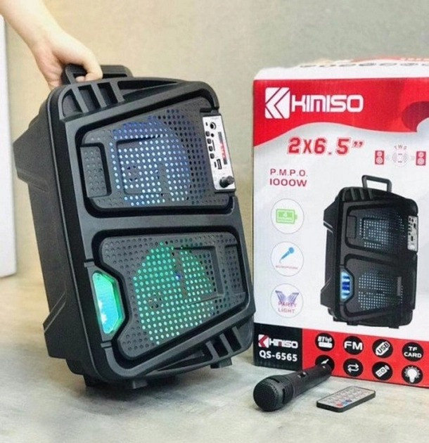 Портативна акустика з дротовим мікрофоном KIMISO QS-6565 багатофункціональна, фото 1