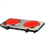 Електрична плита дискова RAF на дві конфорки, настільна електроплита подвійна 2500 Вт, фото 2