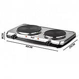 Електрична плита дискова RAF на дві конфорки, настільна електроплита подвійна 2500 Вт, фото 5