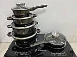 Набір каструль і сковорода з гранітним антипригарним покриттям, Набір посуду з гранітним покриттям — HK305, фото 10