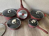 Набір каструль і сковорода з гранітним антипригарним покриттям, Набір посуду з гранітним покриттям — HK305, фото 5