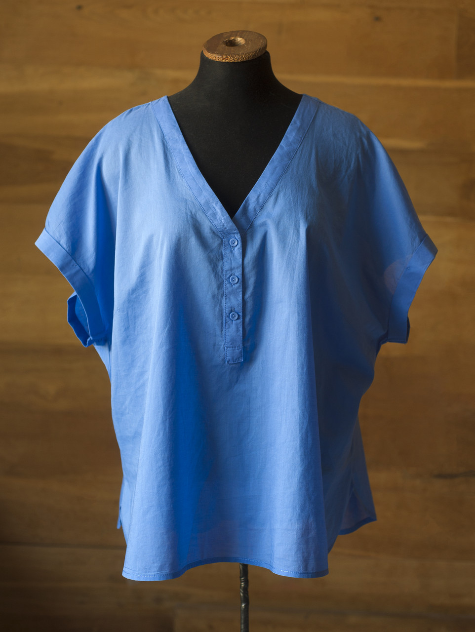 Синя котонова літня блузка жіноча c&a, розмір 4xl, 5xl