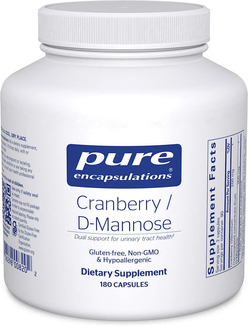 Pure Encapsulations Cranberry/D-Mannose/Клюква та Д-манноза для здоров'я сечовивідних шляхів 180 капсул BX673
