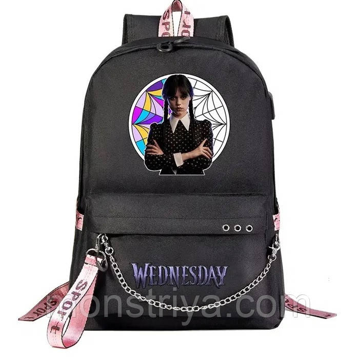 Шкільний рюкзак Wednesday з Usb-зарядкою