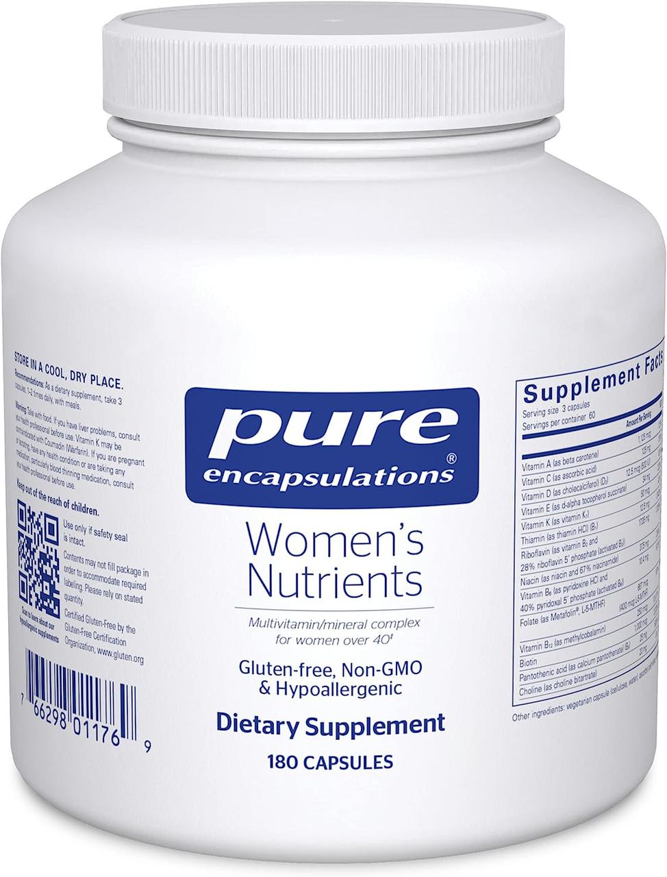 Жіночі поживні речовини, Women's Nutrients, Pure Encapsulations, 180 капсул BX671