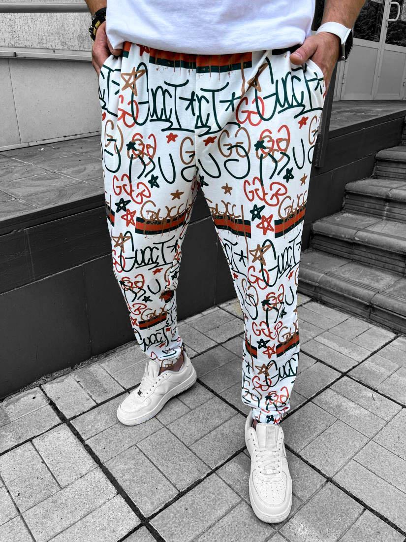 Купить Летние белые мужские спортивные штаны с надписями Gucci, цена ...