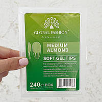 Гелевые типсы для наращивания ногтей Global Professional Medium Almond 240 шт (Средний миндаль)