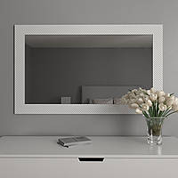 Настенное зеркало в багетной раме 126х76 Белое Black Mirror широкое в салон красоты