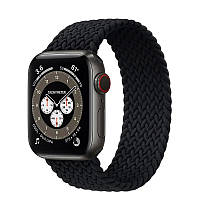 Ремешок для смарт-часов Apple Watch плетенный нейлоновый черный 38mm / 40mm / 41mm (Black) размер S (135 mm)