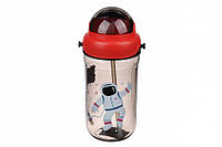 Бутылка для воды детская пластиковая (поилка) с трубочкой 400 мл для мальчика