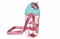 Пляшка для води дитяча пластикова (поїлка) з трубочкою 400 мл для дівчинки